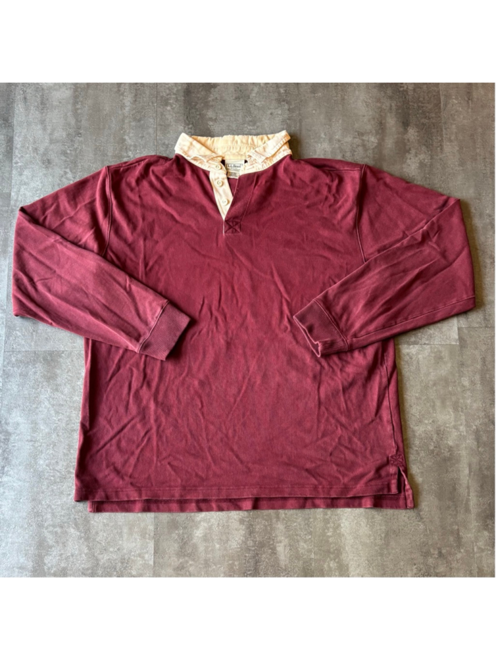 Vintage LL Bean Rugby Sweater Mens Large Maroon